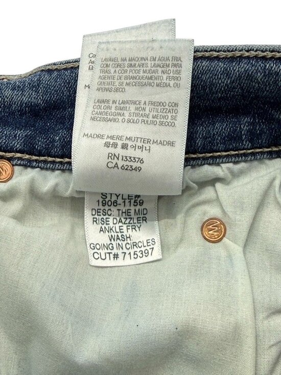 Mother Women's The Mid Rise Dazzler Ankle Fray Jeans in Going in Circles Size 27 - Picture 9 of 11